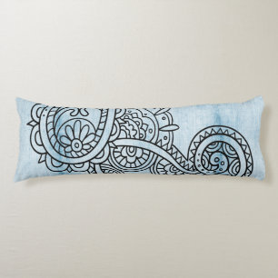 Blue Mehndi Motif Body Pillow