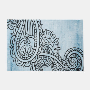 Blue Mehndi Motif Doormat