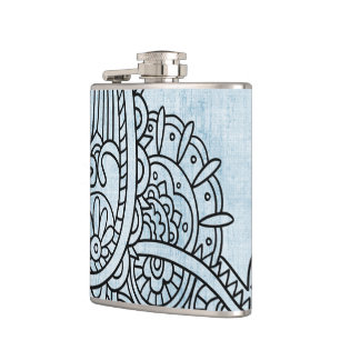 Blue Mehndi Motif Flask