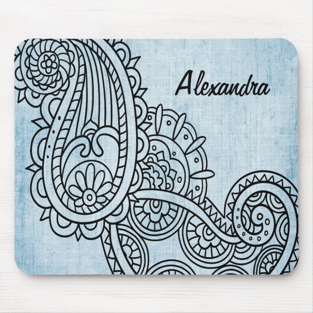 Blue Mehndi Motif Mousepad (Front)
