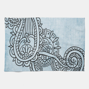 Blue Mehndi Motif Towel