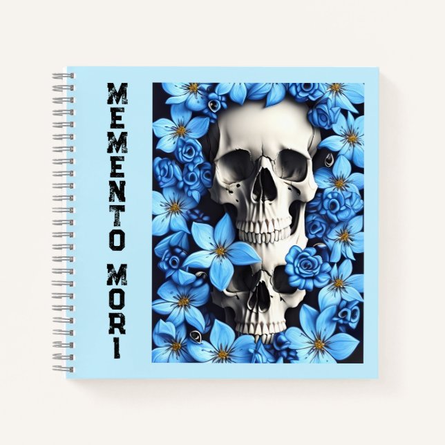 Blue Memento Mori Stoic Journal Notebook (Front)