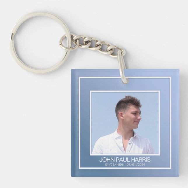 Blue Memorial Photo Key Ring (Front)