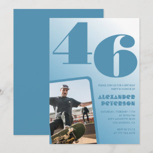 Blue Men Photo gradient 46th birthday invitations 