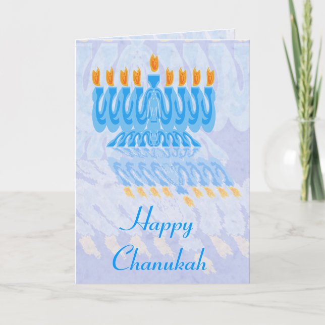 Blue Menorah Chanukah Cards (Front)