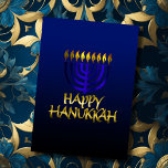 Blue Menorah Flames Happy Hanukkah Card<br><div class="desc">Holiday themed items designed by Umua. Printed and shipped by Zazzle or their affiliates.</div>