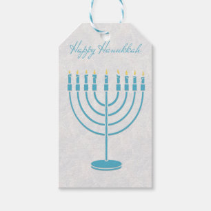 Blue Menorah, Happy Hanukkah Gift Tags