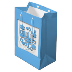 Blue Menorah Medium Gift Bag