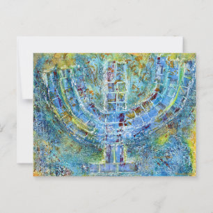 Blue Menorah Postcard
