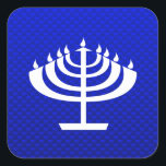 Blue Menorah Square Sticker<br><div class="desc">You will love this cool blue Jewish Hanukkah Menorah design. Great for gifts! Available on tee shirts, smart phone cases, mousepads, keychains, posters, cards, electronic covers, computer laptop / notebook sleeves, caps, mugs, and more! Visit our site for a custom gift case for Samsung Galaxy S3, iphone 5, HTC vivid...</div>