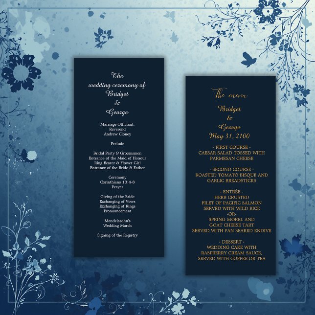blue menu & program wedding card (Creator Uploaded)