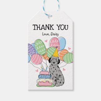 Blue Merle Aussiedoodle Birthday Party Favour Tags