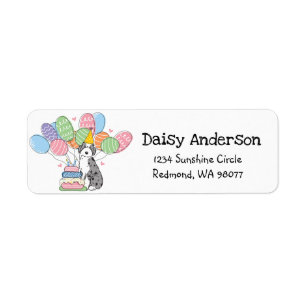 Blue Merle Aussiedoodle Birthday Return Address