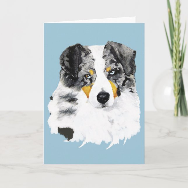 Blue Merle Australian Shepherd Blank Greeting Card (Front)