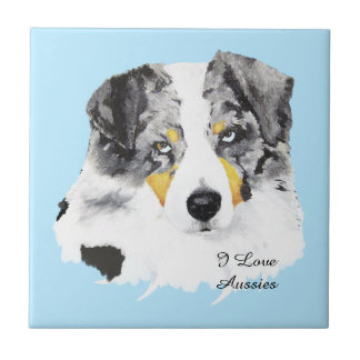 Blue Merle Australian Shepherd Custom Tile