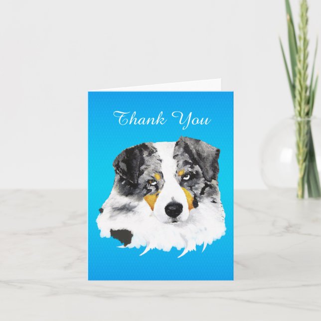Blue Merle Australian Shepherd Thank You Card (Front)