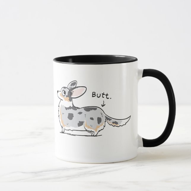 Blue Merle Cardigan Corgi Butt Mug (Right)