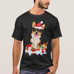 Blue Merle Cardigan Corgi Christmas Santa Hat Love T-Shirt