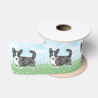 Blue Merle Cardigan Welsh Corgi Flowers