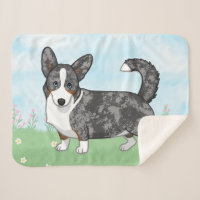 Blue Merle Cardigan Welsh Corgi Flowers