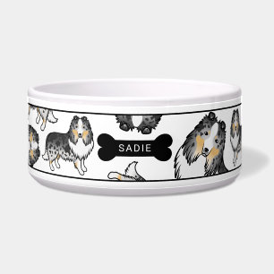 Blue Merle Cartoon Sheltie Dogs Pattern & Name