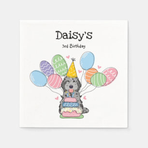Blue Merle Cockapoo Cavapoo Birthday Party Paper Napkin