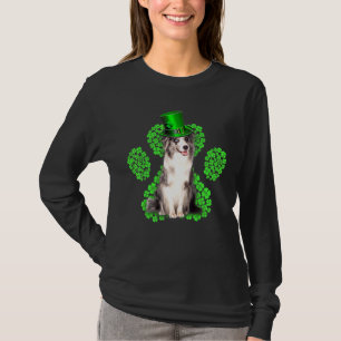 Blue Merle Collie Shamrock Paw C St Patrick S Day T-Shirt