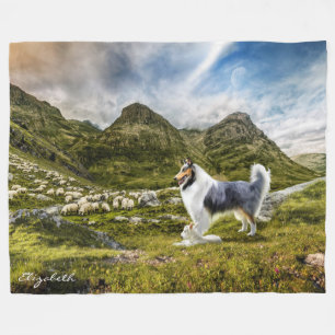 Blue Merle Collie Sheep herding - Personalised Fleece Blanket