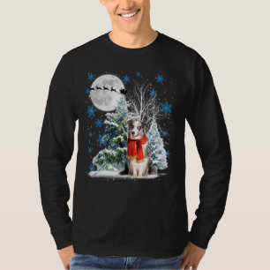 Blue Merle Collie Under Moonlight Snow Christmas P T-Shirt