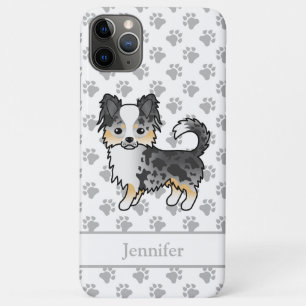 Blue Merle Long Coat Chihuahua Cartoon Dog & Name Case-Mate iPhone Case