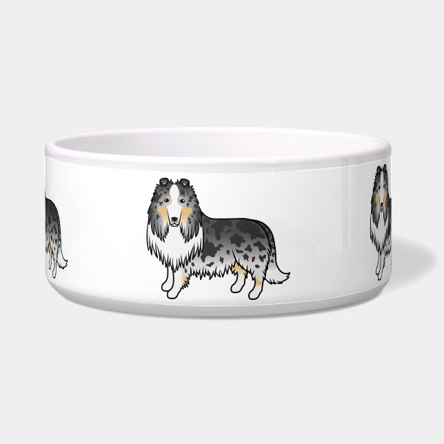 Blue Merle Rough Collie Cute Cartoon Dog (Front)