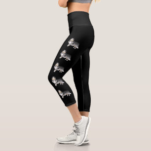 Blue Merle Rough Collie Cute Cartoon Dog Capri Leggings