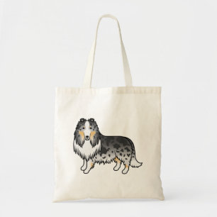 Blue Merle Rough Collie Cute Cartoon Dog Tote Bag