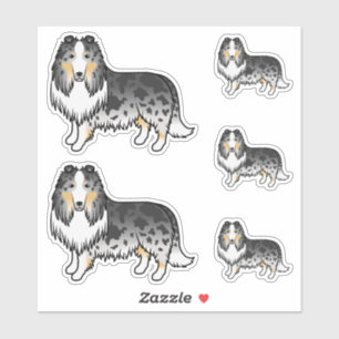 Blue Merle Rough Collie Cute Cartoon Dogs