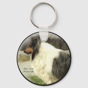 Blue Merle Rough Collie Gifts Art Key Ring