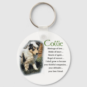Blue Merle Rough Collie Gifts Key Ring