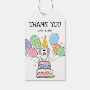Blue Merle Sheepadoodle Dog Birthday Party Favour Gift Tags