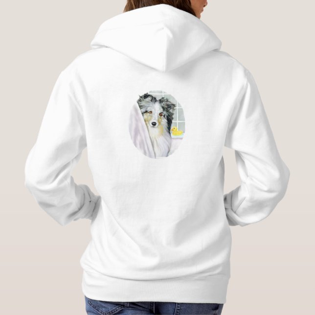 Blue Merle Sheltie Bath Hoodie (Back)