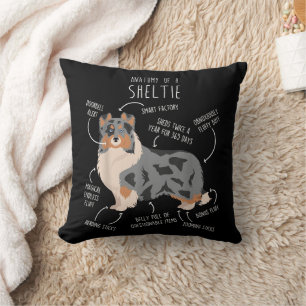 Blue Merle Sheltie Shetland Sheepdog Anatomy, Funn Cushion