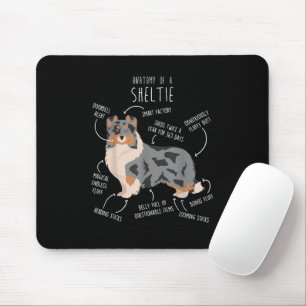 Blue Merle Sheltie Shetland Sheepdog Anatomy, Funn Mouse Pad
