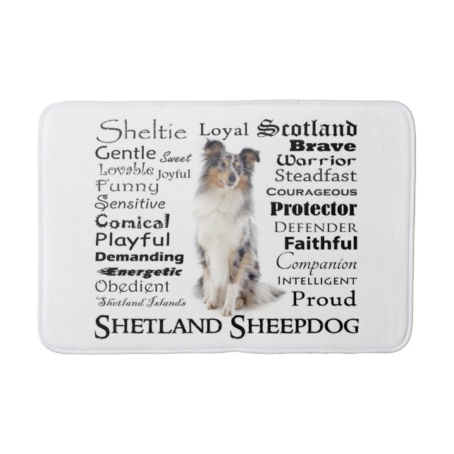 Blue Merle Sheltie Traits Bath Mat (Front)