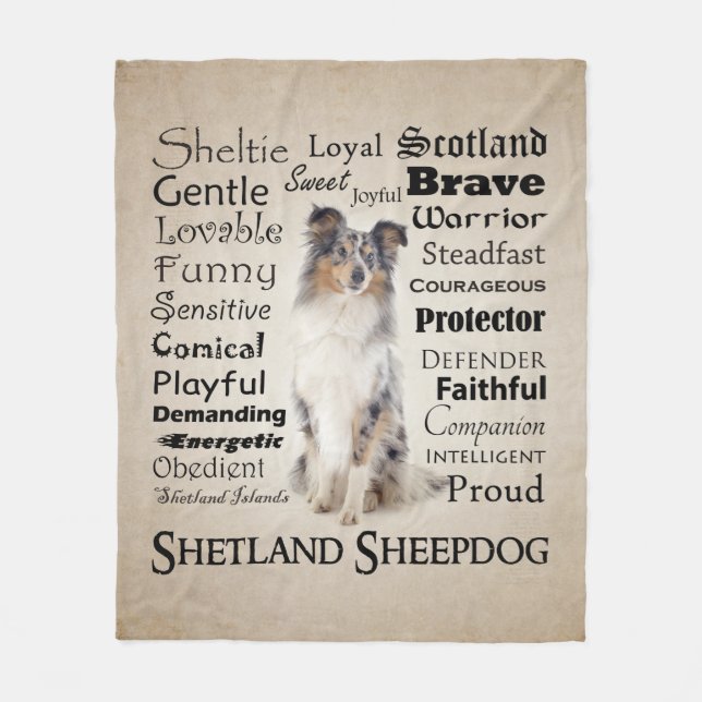 Blue Merle Sheltie Traits Fleece Blanket (Front)
