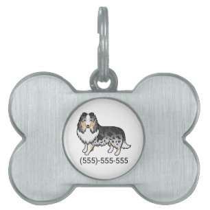 Blue Merle Shetland Sheepdog Dog & Phone Number Pet ID Tag