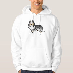 Blue Merle Shetland Sheepdog Sheltie Cartoon Dog Hoodie