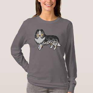 Blue Merle Shetland Sheepdog Sheltie Cartoon Dog T-Shirt