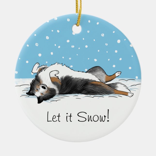 Blue Merle Shetland Sheepdog - Sheltie Holiday Ceramic Tree Decoration (Front)