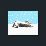 Blue Merle Shetland Sheepdog Sheltie Winter Snow Canvas Print<br><div class="desc">Shetland Sheepdog Canvas Print. Cute drawing of a blue merle Sheltie rolling in the snow with snowflakes coming down. Visit Jenn’s Doodle World for even more products with this happy dog design and many dog breed holiday gifts.</div>