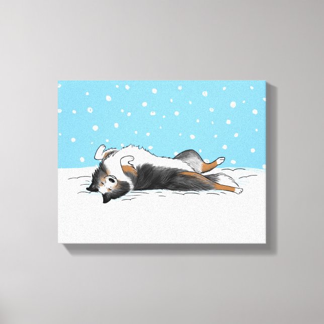 Blue Merle Shetland Sheepdog Sheltie Winter Snow Canvas Print (Front)