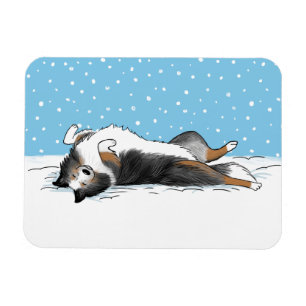 Blue Merle Shetland Sheepdog Sheltie Winter Snow Magnet