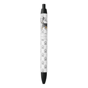 Blue Merle Smooth Coat Chihuahua Cute Dog & Name Black Ink Pen